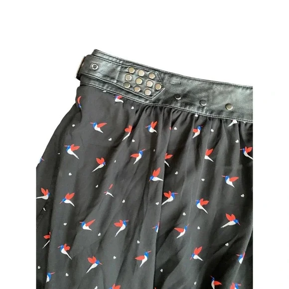 Torrid Hummingbird Skirt chiffon Leather Studded Black Plus Women 20 Bird - Picture 5 of 14